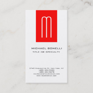 Trendy Monogram rood - Verticaal Visitekaartje