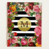 Trendy Monogram Stripes Rose Fleurs Parties scinti (Devant)
