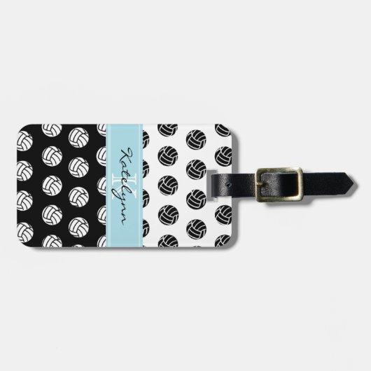 Trendy Monogram Volleyball Bagagelabel (Voorkant horizontaal)