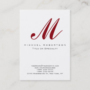 Trendy Monogram White Red Chubby Visitekaartje