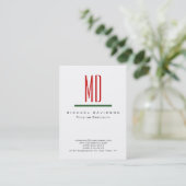 Trendy Monogram White Red Green Visitekaartje (Staand voorkant)