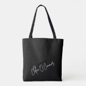 Trendy Monogram Wit Script Naam Modern Zwart Draagtas (Achterkant)