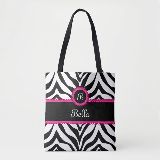 Trendy Monogram Zebra Stripes Draagtas (Voorkant)