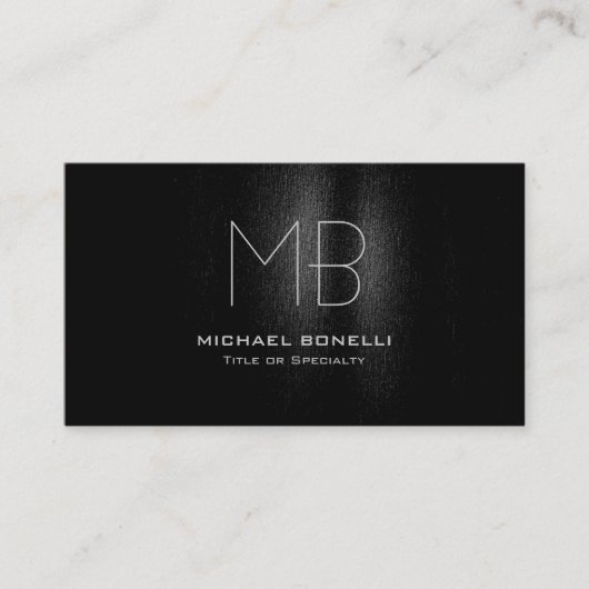 Trendy monogram zwart grijs patroon visitekaartje (Voorkant)