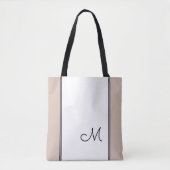 Trendy Monogram zwart Roze witte kleurenblok zwart Draagtas (Voorkant)