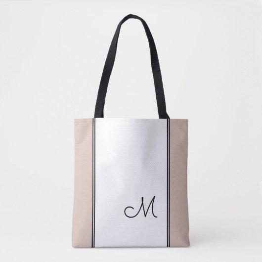 Trendy Monogram zwart Roze witte kleurenblok zwart Draagtas (Voorkant)