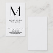 Trendy Monogram zwart wit verticaal Visitekaartje (Voorkant / Achterkant)