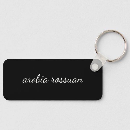 Trendy Monogram | Zwarte Script Gepersonaliseerde Sleutelhanger (Voorkant)
