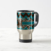 Trendy Monogrammed Geometric Chevron Pattern Reisbeker (Voorkant rechts)