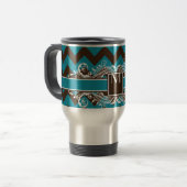 Trendy Monogrammed Geometric Chevron Pattern Reisbeker (Voorkant links)
