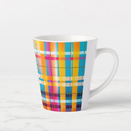 Trendy Monogrammed Kleurrijke Plaid Wexford Latte Mok