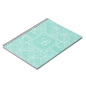 Trendy Monogrammed Mint Green Diamond Pattern Notitieboek (Linkerzijde)