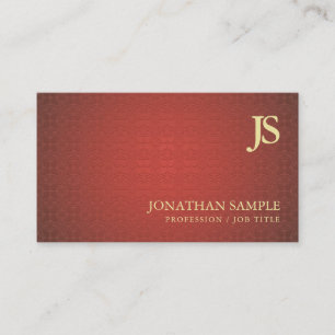 Trendy Monogrammed Red Gold Damask Plain Luxury Visitekaartje