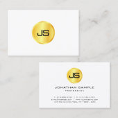 Trendy Monogrammed Sjabloon Gold Kijk White Visitekaartje (Voorkant / Achterkant)