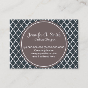 trendy, mooi, klassiek, espresso B&W quatrefoil Visitekaartje