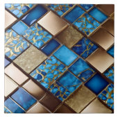 Trendy Mooi Ocean Blue Gold Collectie Tegeltje (Voorkant)