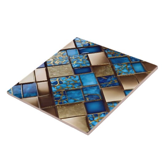 Trendy Mooi Ocean Blue Gold Collectie Tegeltje (Zijkant)