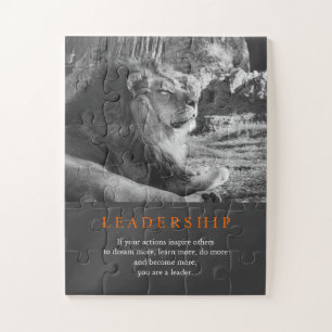 Trendy Motivatie leiderschap Lion Black & White Legpuzzel