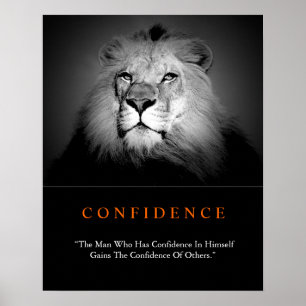 Trendy Motivatie Vertrouwen Lion Black White Poster