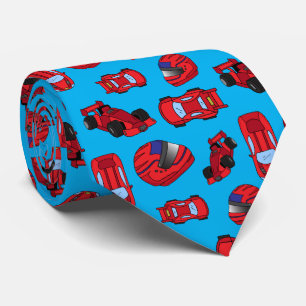 Trendy Motor Racing Fan Red Sports Cars Blue Stropdas
