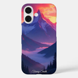 Trendy Mountain Sunset Schilderachtig landschap iPhone 16 Hoesje
