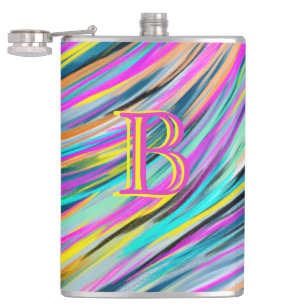Trendy Multicolor Neon Psychedelic Monogram Heupfles