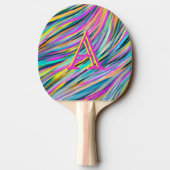Trendy Multicolor Neon Psychedelic Monogram Tafeltennisbatje (Achterkant)