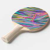 Trendy Multicolor Neon Psychedelic Monogram Tafeltennisbatje (Voorkant Gekanteld)