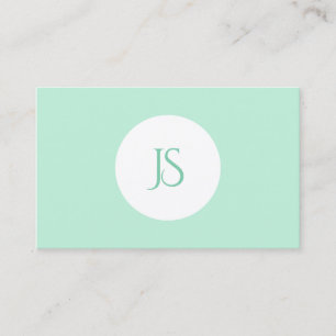 Trendy Munt Green Modern Monogrammed Sjabloon Visitekaartje