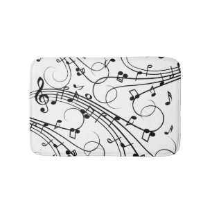 Trendy Music Design Shower Curtain Badmat