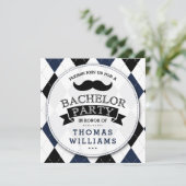 Trendy Mustache Bachelor Party Kaart (Staand voorkant)