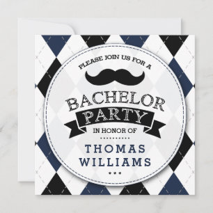 Trendy Mustache Bachelor Party Kaart