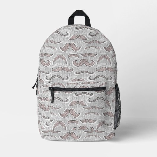 Trendy Mustache Pattern Bedrukte Rugzak (Voorkant)
