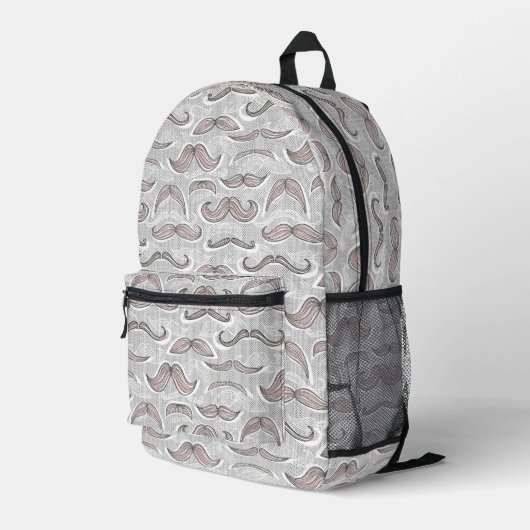 Trendy Mustache Pattern Bedrukte Rugzak (Achterkant Hoek Rechts)