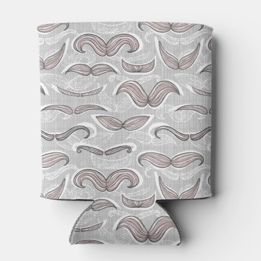 Trendy Mustache Pattern Blikjeskoeler (Achterkant)