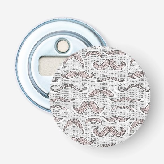Trendy Mustache Pattern Button Flesopener (Voorkant)