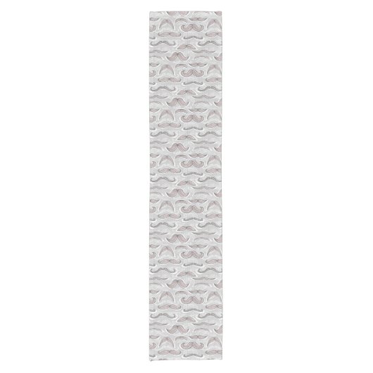 Trendy Mustache Pattern Korte Tafelloper (Voorkant)