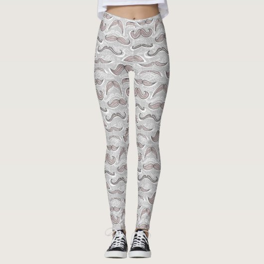 Trendy Mustache Pattern Leggings (Voorkant)
