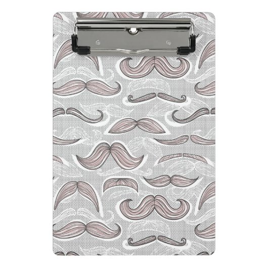 Trendy Mustache Pattern Mini Klembord (Voorkant)