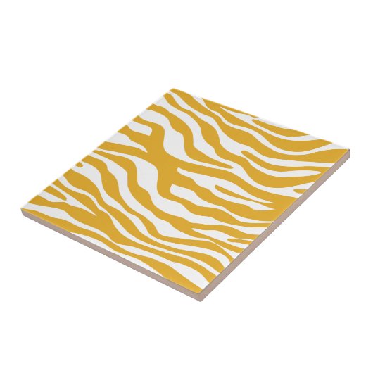 Trendy Mustard Yellow Zebra Print Pattern Tegeltje (Zijkant)