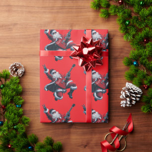 Trendy Muziek Kerstman Sinterklaas Gitaarspeler Cadeaupapier