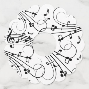Trendy muziekdesign wijnglaslabel