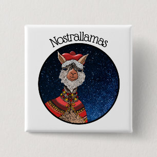 Trendy Mystical Nostradamus Llama Pun Halloween Vierkante Button 5,1 Cm