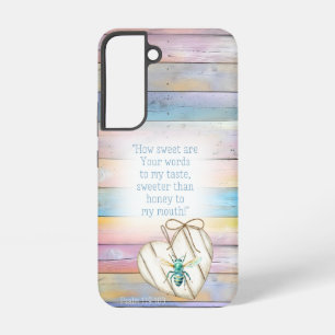 Trendy namaak pastelkleurig houten hart turquoise samsung galaxy hoesje