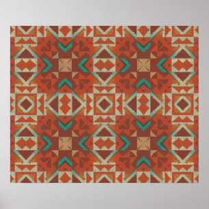 Trendy Native American Tribe Mosaic Pattern Poster