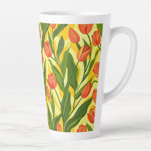 Trendy Natuur Bloem Tuin Zomer Patroon Tulp Latte Mok