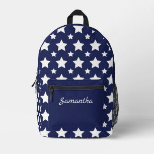 Trendy Navy Blauw & Witte Sterren Gepersonaliseerd Bedrukte Rugzak