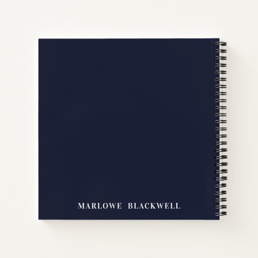 Trendy Navy Blue Blush Pink Monogram Calligrafie Notitieboek (Achterkant)