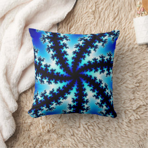 Trendy Navy Blue en White Fractal Kussen