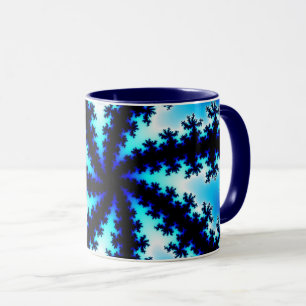 Trendy Navy Blue en White Fractal Mok